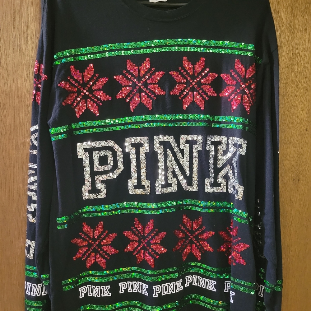 VS PINK Bling Holiday Tee